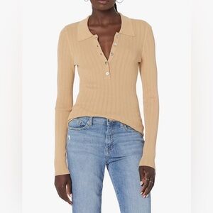 The Drop Women's Dara Slim-Fitted Variegated Rib Polo Sweater - Size Small